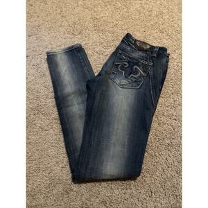 Express ReRock Women's 27 Blue Skinny Low Rise Medium Wash Stretch Jeans